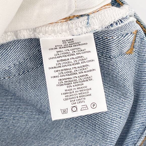 RE/DONE NWT 70s Stove Pipe Distressed Jeans Seawater Destroyed Women’s Size 24 - Picture 7 of 9